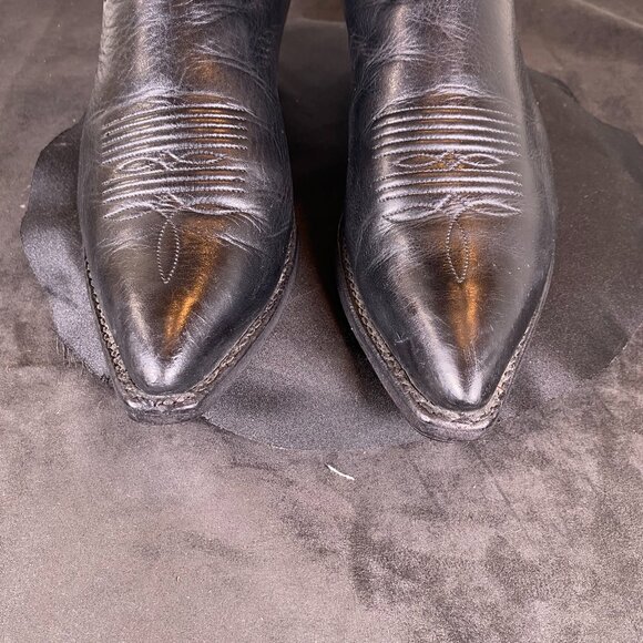 Women's  7.5 Vintage Tony Lama Black Western Cowboy Boot, Western Style Design - Picture 4 of 11